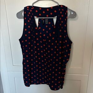 Lee Navy and Orange Polka Dot Tank Top